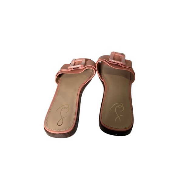 Sam Edelman Women's Peach Slip On Flat Sandals Square Toe Buckle Inez Slide 8.5 - Picture 3 of 7